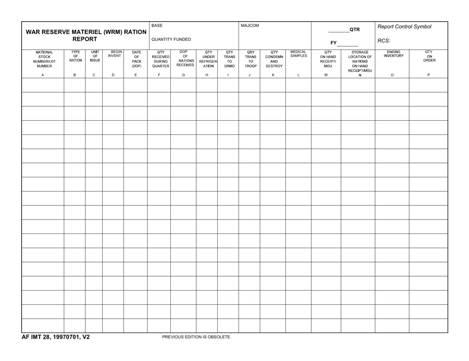 AF IMT Form 28 - Fill Out, Sign Online and Download Fillable PDF ...