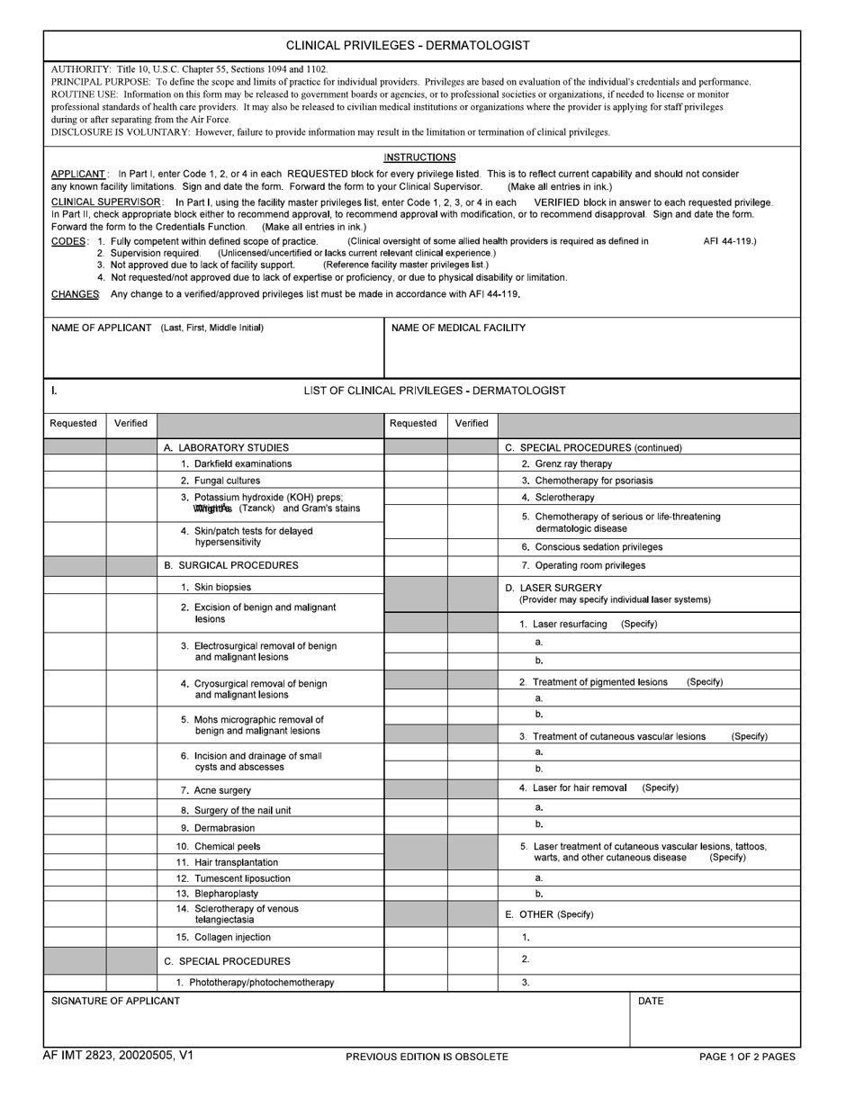 AF IMT Form 2823 - Fill Out, Sign Online and Download Printable PDF ...