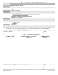 AF IMT Form 2824 Clinical Privileges - Mental Health Providers, Page 2