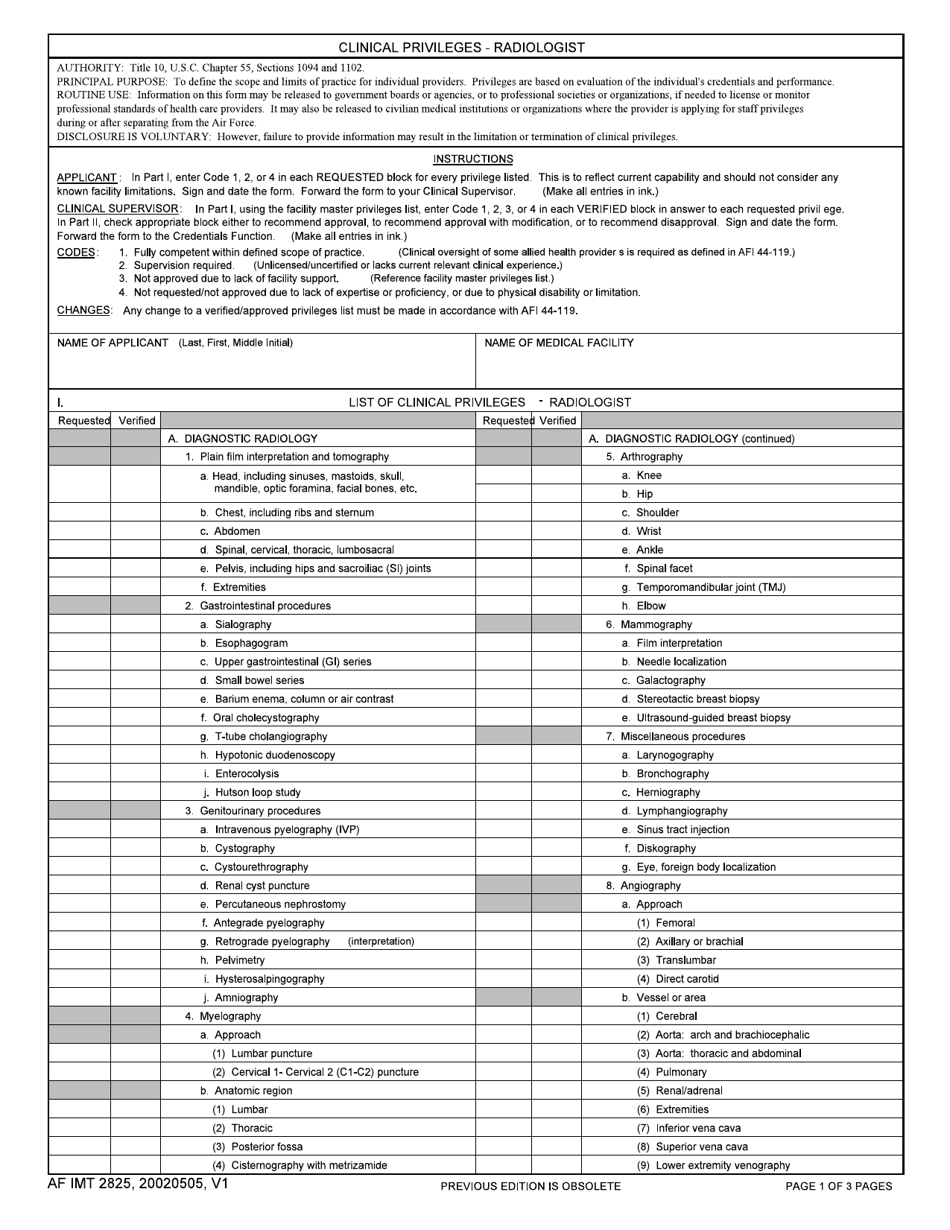 AF IMT Form 2825 - Fill Out, Sign Online and Download Printable PDF ...