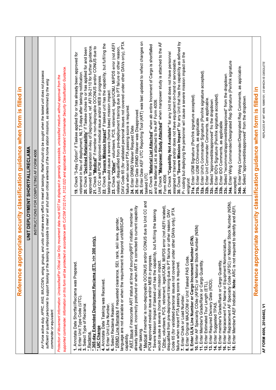 AF Form 4006 Unit Deployment Shortfalls / Reclama, Page 2