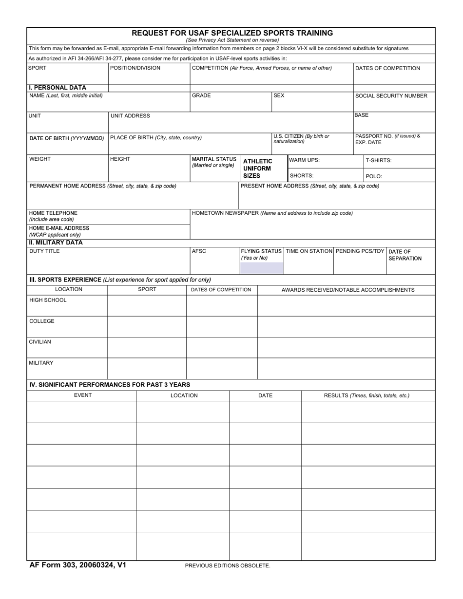 AF Form 303 - Fill Out, Sign Online and Download Fillable PDF ...