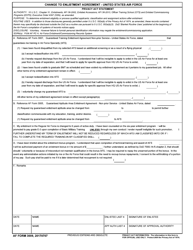 Document preview: AF Form 3009 Change to Enlistment Agreement - United States Air Force