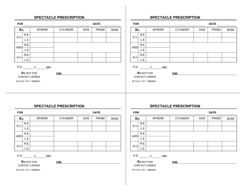 AF Form 1721 Fill Out, Sign Online and Download Fillable PDF