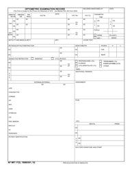 AF IMT Form 1722 Optometric Examination Record