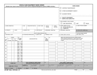 Document preview: AF IMT Form 1823 Vehicle and Equipment Work Order