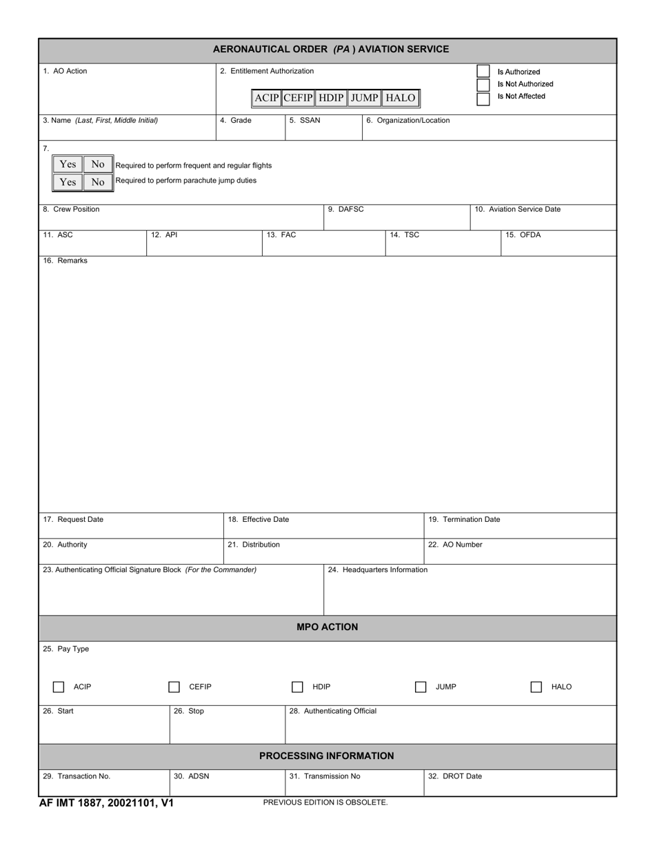 Af Imt Form 1887 Fill Out Sign Online And Download Fillable Pdf