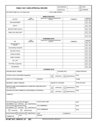 Document preview: AF IMT Form 1931 Family Day Care Approval Record