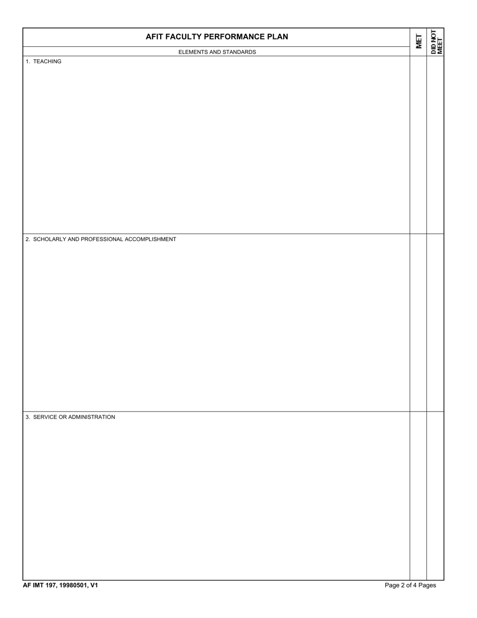 AF IMT Form 197 Air Force Institute of Technology Faculty Performance Appraisal, Page 2