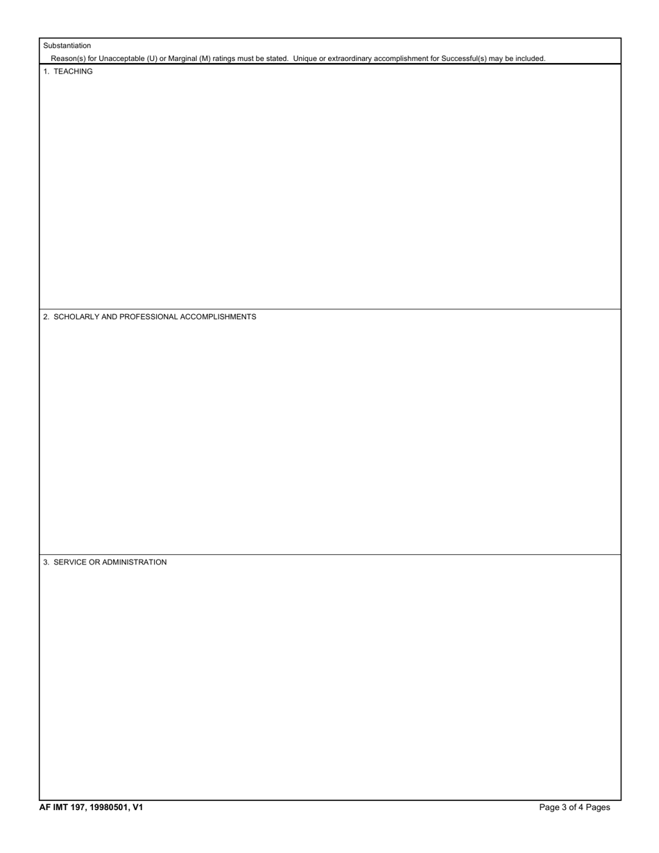 AF IMT Form 197 Air Force Institute of Technology Faculty Performance Appraisal, Page 3