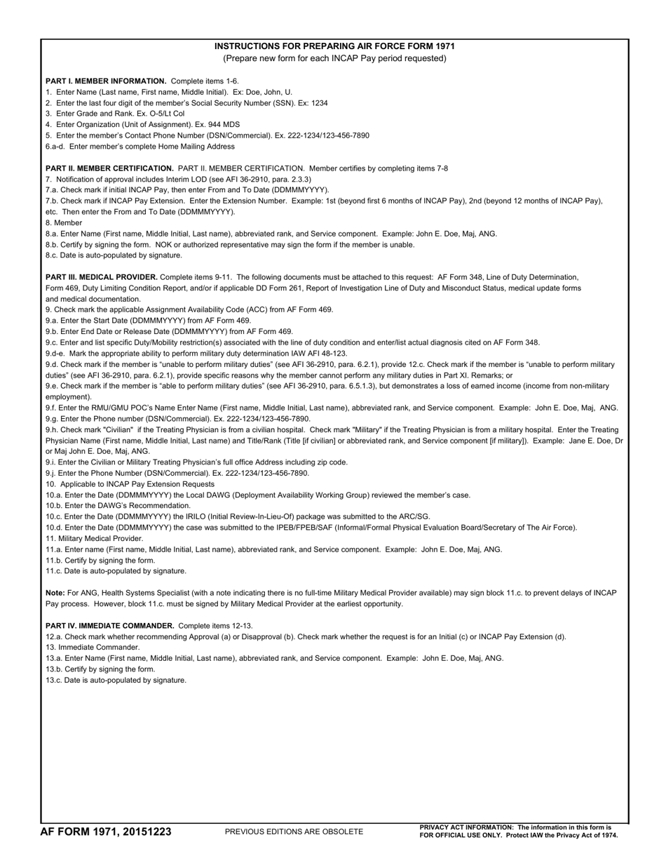 AF Form 1971 Certification for Incapacitation Pay, Page 4