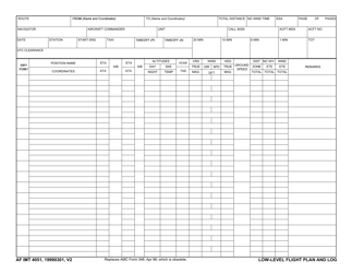 Document preview: AF IMT Form 4051 Low-Level Flight Plan and Log