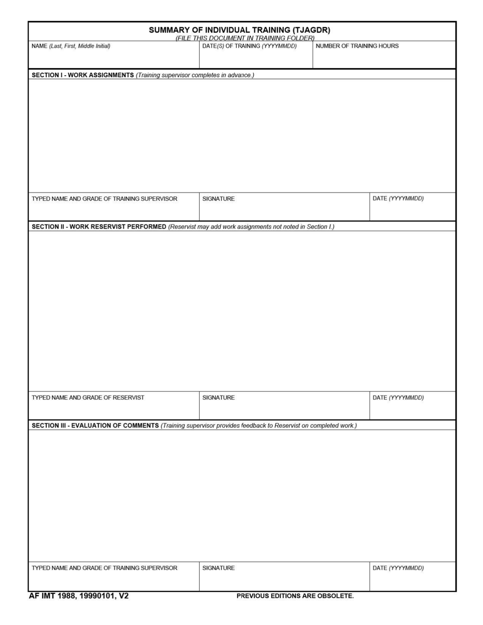 AF IMT Form 1988 - Fill Out, Sign Online and Download Fillable PDF ...