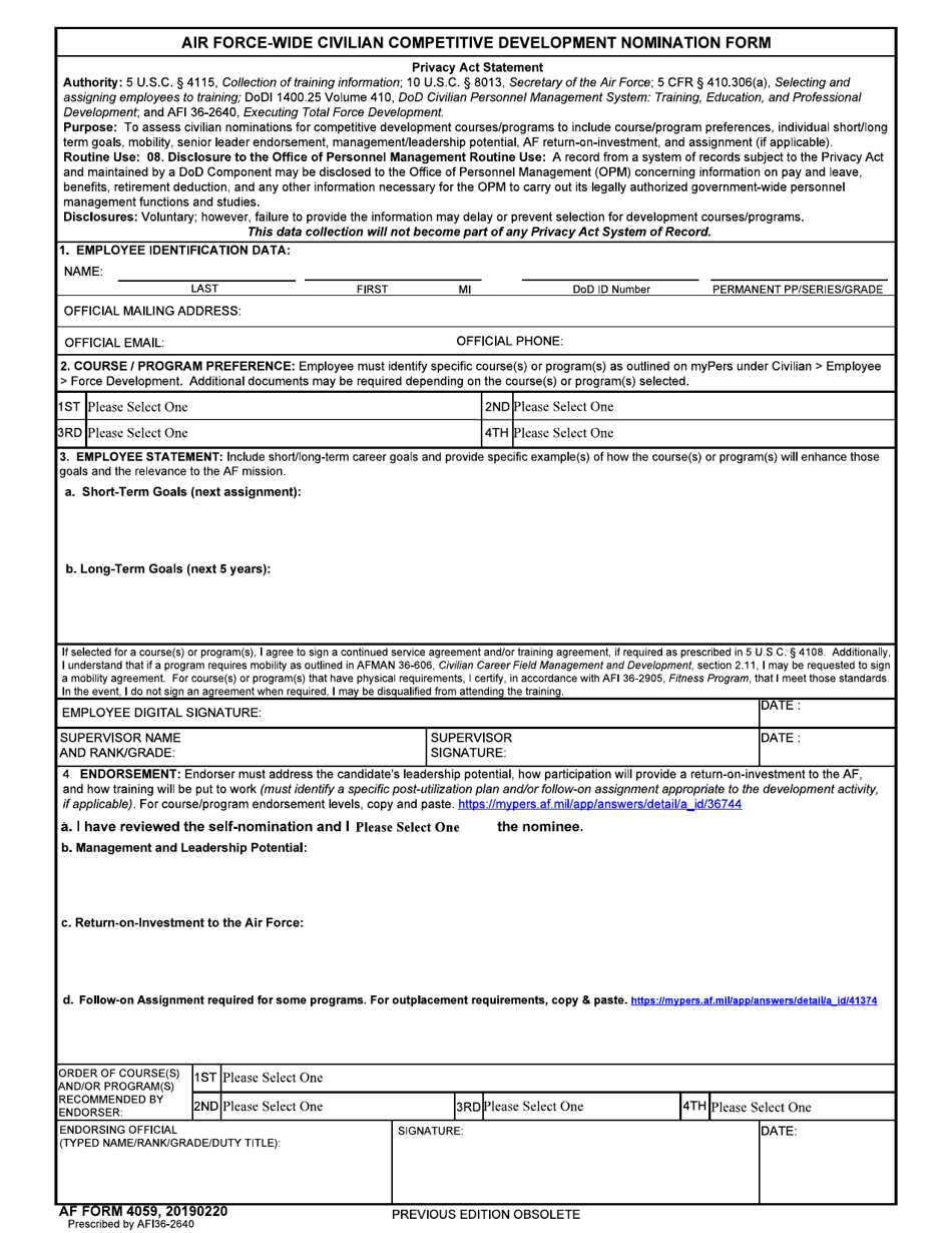 air force generic special duty assignment application