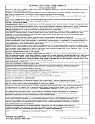 Document preview: AF Form 2030 USAF Drug and Alcohol Abuse Certificate