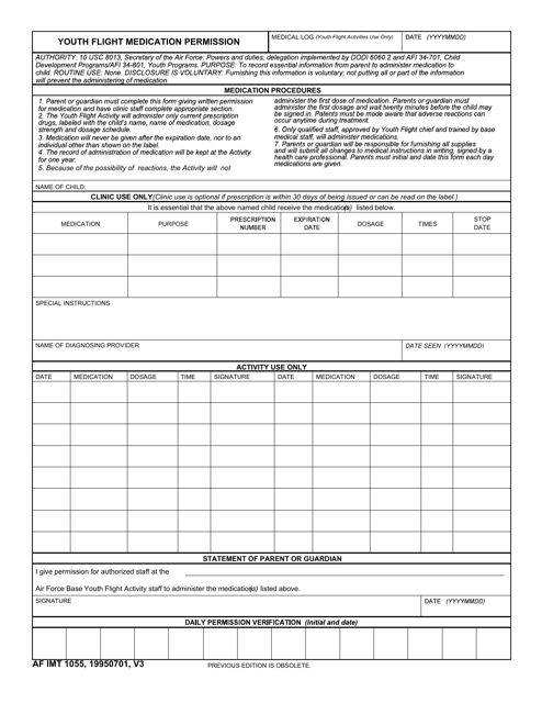 AF IMT Form 1055 Youth Flight Medication Permission