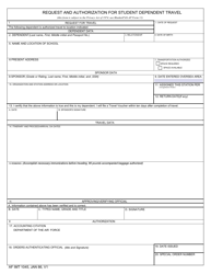 Document preview: AF IMT Form 1045 Request and Authorization for Student Dependent Travel