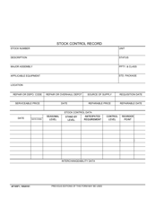 Document preview: AF Form 105F1 Stock Control Record