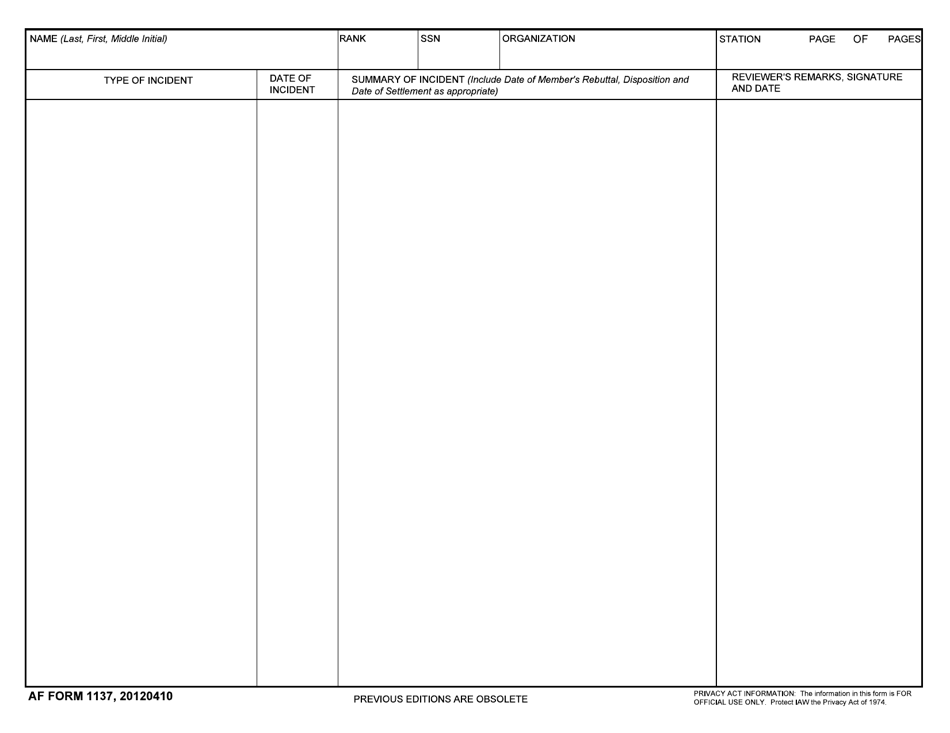 Af Form 1137 Fill Out Sign Online And Download Fillable Pdf