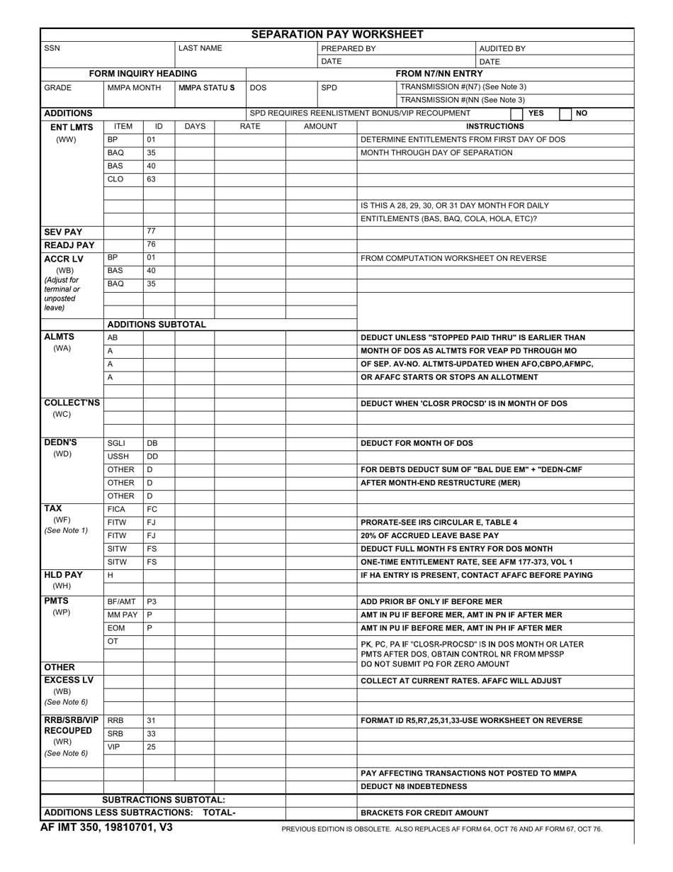 AF IMT Form 350 - Fill Out, Sign Online and Download Fillable PDF ...