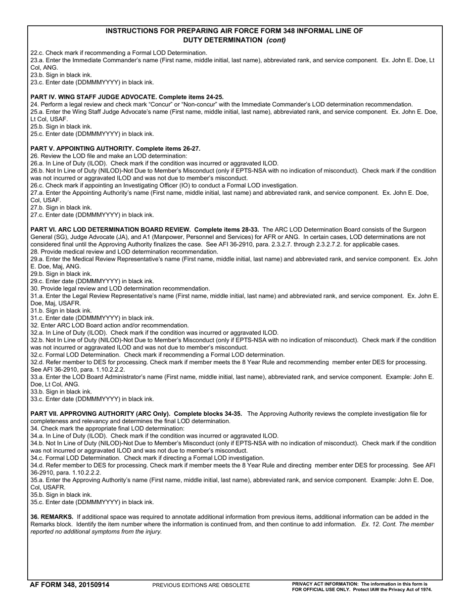 AF Form 348 Line of Duty Determination, Page 5