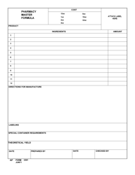 Document preview: AF Form 2381 Pharmacy Master Formula