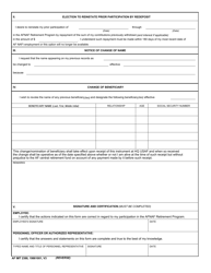 AF IMT Form 2388 Participation Information (Air Force Nonappropriated Fund Retirement Plan), Page 2