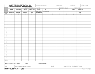 Document preview: AF IMT Form 1459 Water Treatment Operatingt Log for Steam and Hot Water Boilers