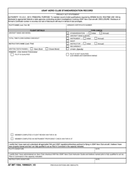 AF IMT Form 1584 USAF Aero Club Standardization Record