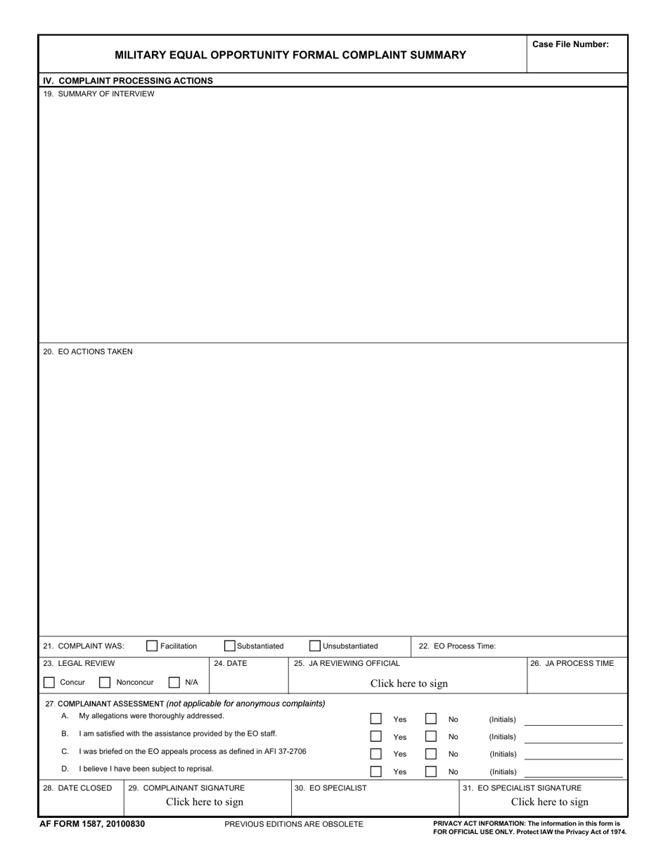 AF Form 1587 - Fill Out, Sign Online and Download Fillable PDF ...