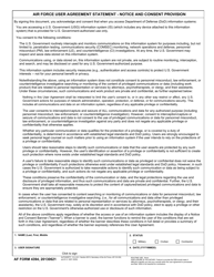 Document preview: AF Form 4394 Air Force User Agreement Statement - Notice and Consent Provision