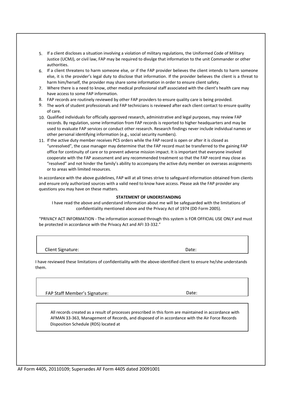 AF Form 4405 Family Advocacy Program (Fap) Client Information Form - Maltreatment Intervention Services, Page 2