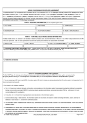 Document preview: AF Form 4433 US Air Force Unclassified Wireless Mobile Device User Agreement