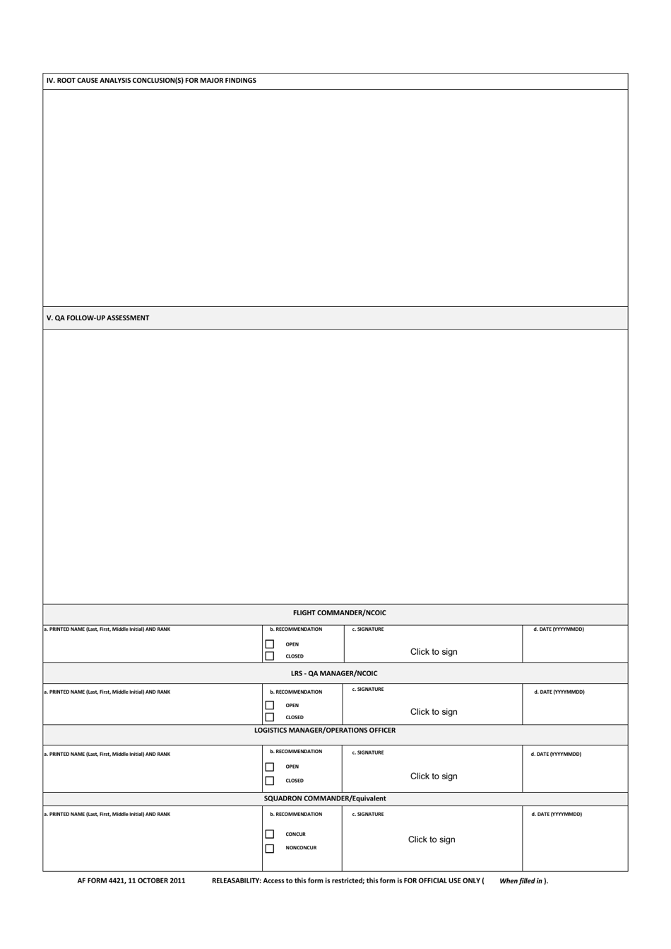 AF Form 4421 - Fill Out, Sign Online and Download Fillable PDF ...