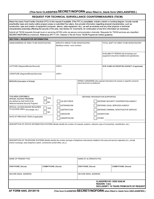 AF Form 4445  Printable Pdf