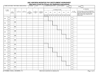 Document preview: AF Form 1520A ARC Aircrew Incentive Pay Entitlement Worksheet