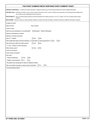Document preview: AF Form 3500 Pad Event Summary/Mock Response Event Summary Sheet