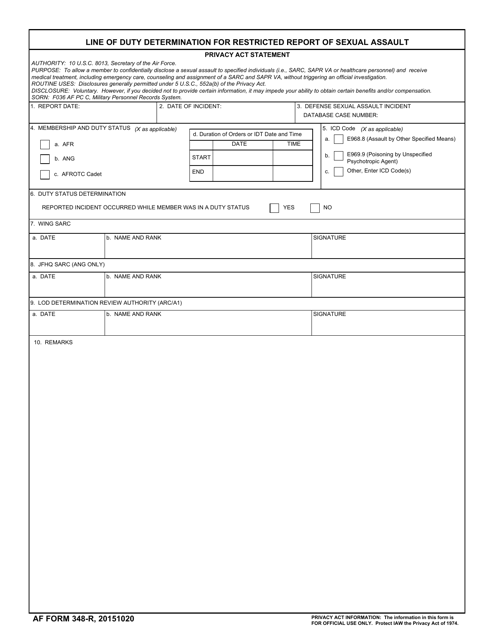 AF Form 348-R  Printable Pdf