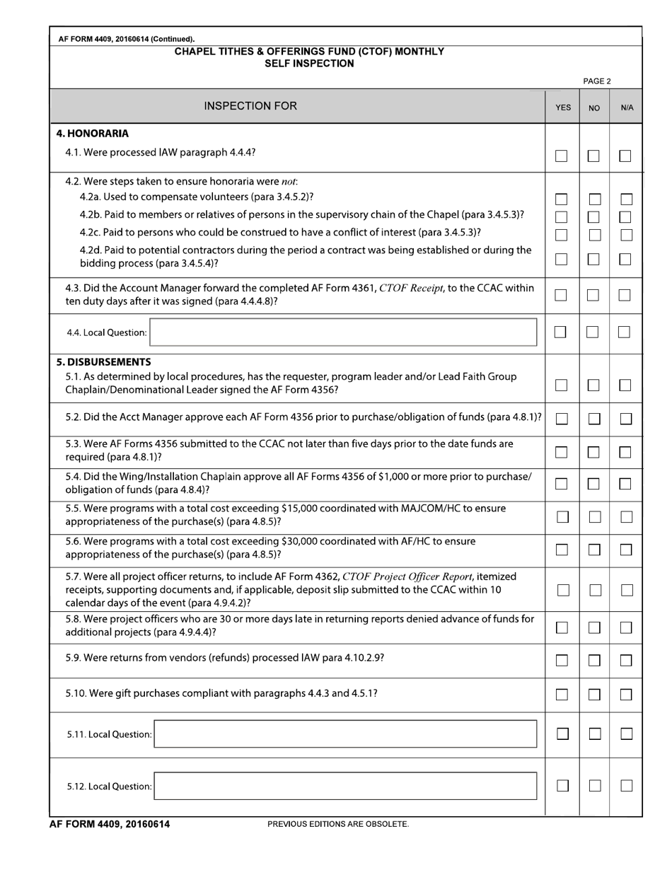 AF Form 4409 - Fill Out, Sign Online and Download Fillable PDF ...