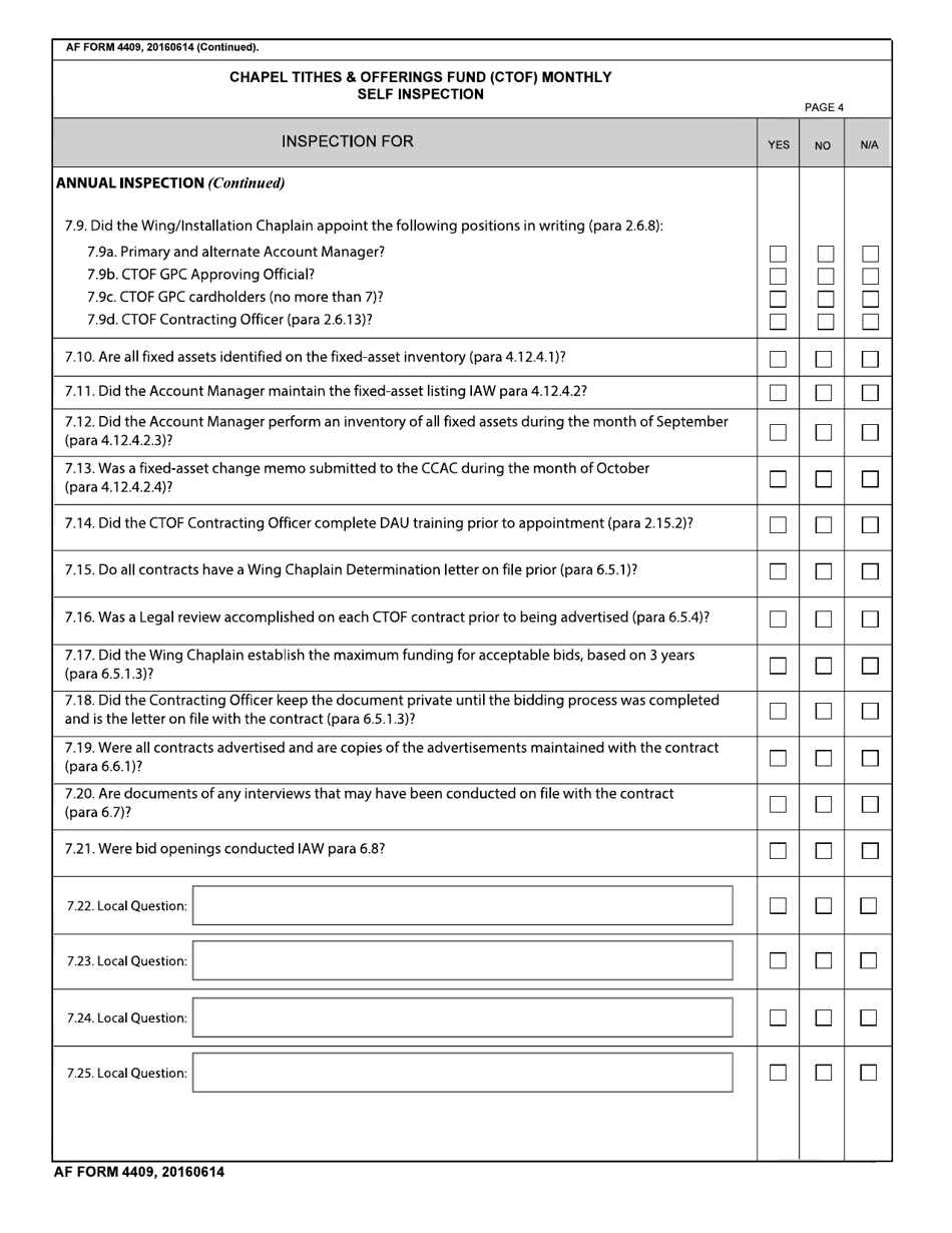 Af Form 4409 - Fill Out, Sign Online And Download Fillable Pdf 