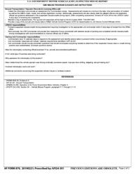 AF Form 870 U.S. Government Motor Vehicle (GMV) Suspected Misuse Report, Page 2