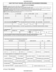 Document preview: AF Form 1711B USAF Test Pilot School Application for Engineer Personnel