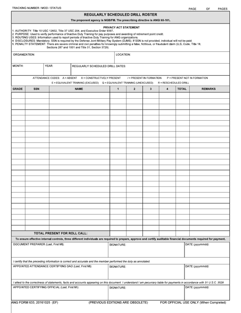 ANG Form 633  Printable Pdf