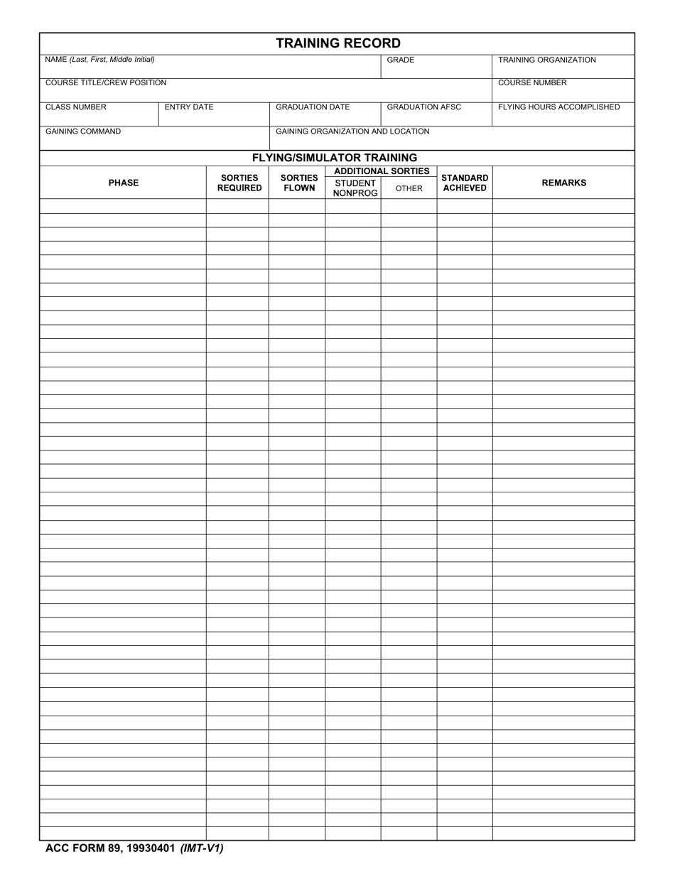 ACC Form 89 - Fill Out, Sign Online and Download Fillable PDF ...