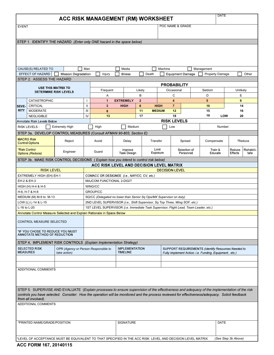 ACC Form 167 - Fill Out, Sign Online and Download Fillable PDF ...