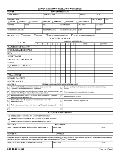 ACC Form 12  Printable Pdf