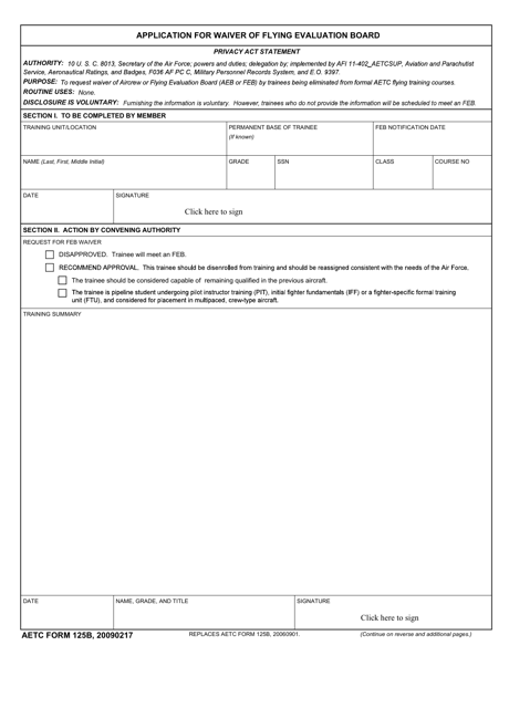 AETC Form 125B  Printable Pdf