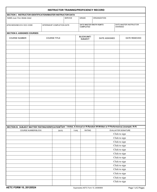 AETC Form 10  Printable Pdf