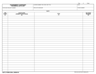 Document preview: AETC Form 259A Government Furnished Technical Data List