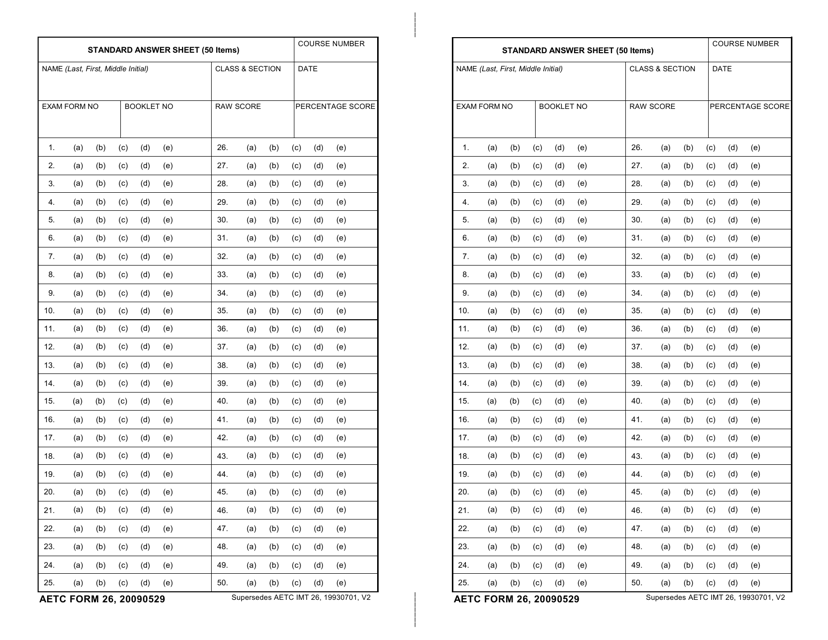 AETC Form 26 Download Printable PDF or Fill Online Standard Answer ...